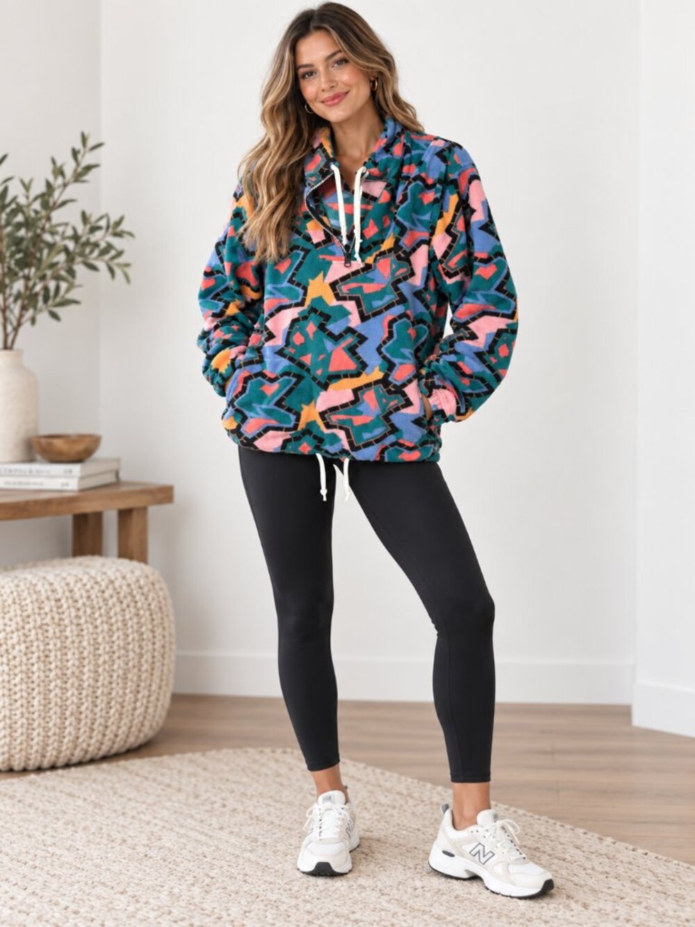 Empyre Abstract Print Fleece Half-Zip Pullover